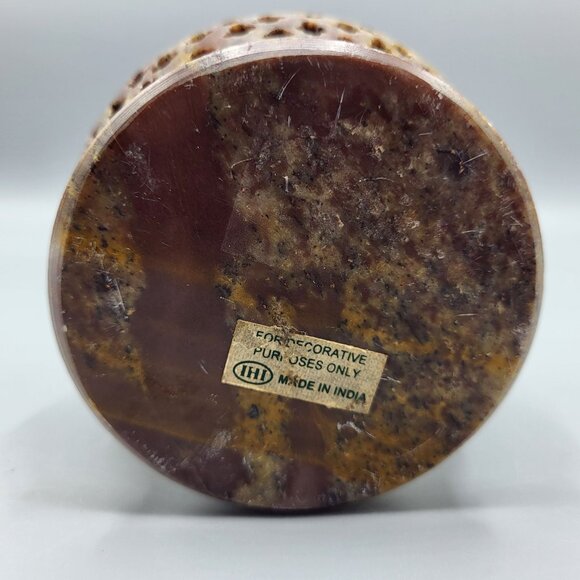 Vintage Decorative Brown Soapstone Stone Carved Candle Holder - Picture 5 of 9